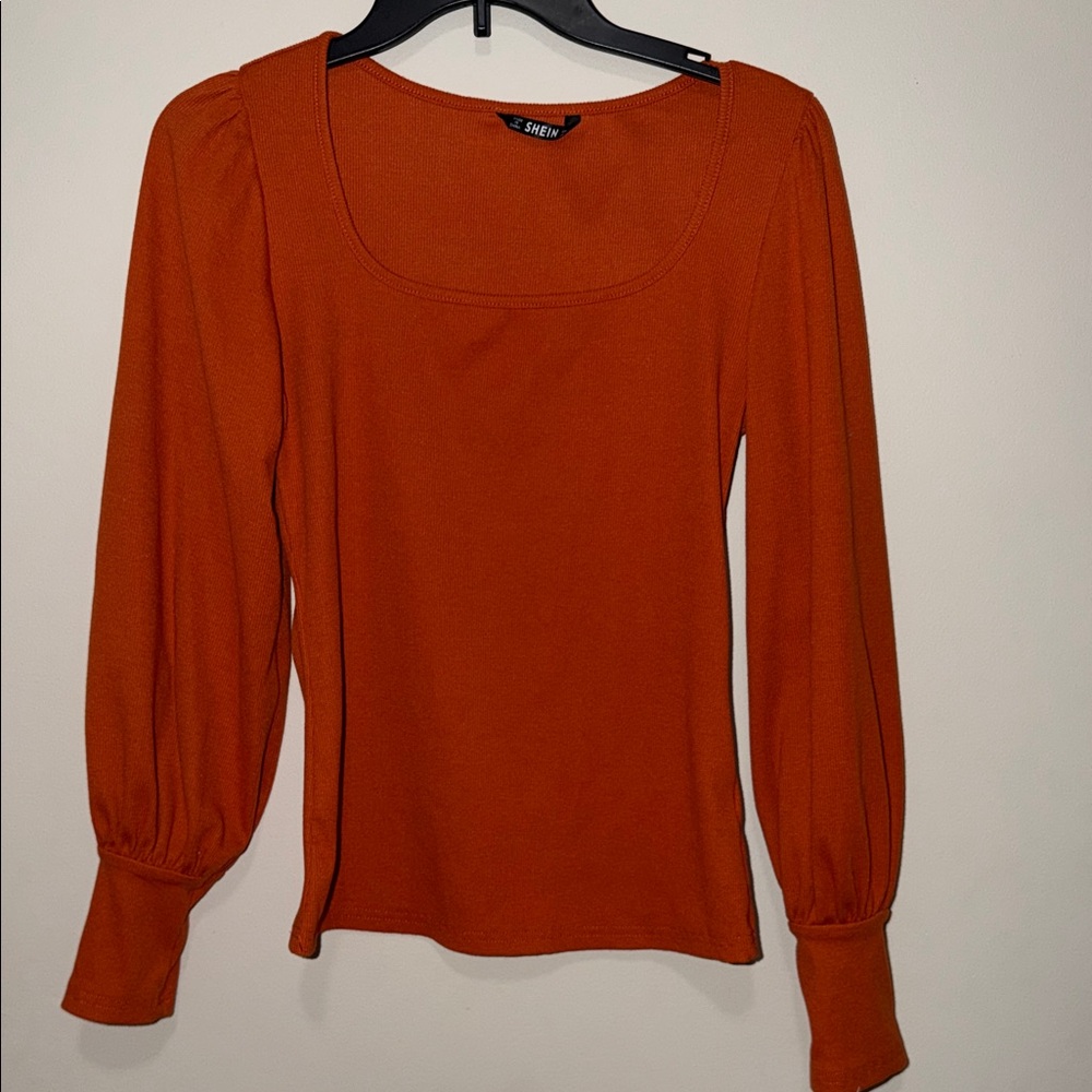 SHEIN Rust Long Sleeve Blouse